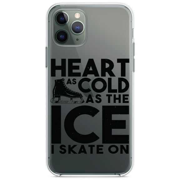 DistinctInk Clear Hybrid Case for Apple iPhone 13 Pro Max (6.7" Screen) - Heart as Cold as the Ice I Skate On - Wireless Charging Compatible