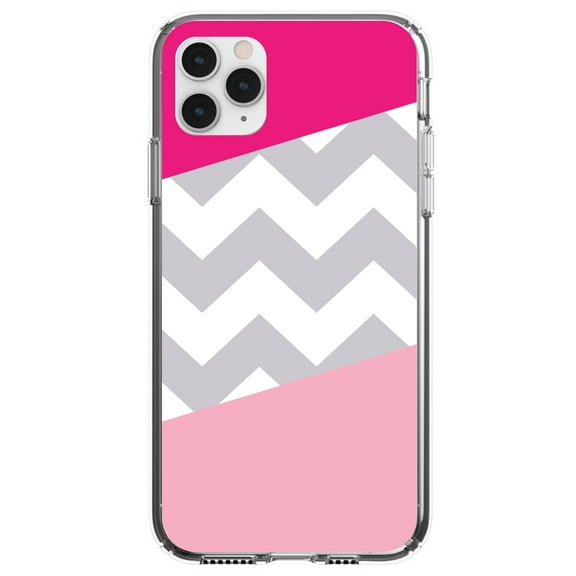 DistinctInk Clear Hybrid Case for Apple iPhone 13 Pro Max (6.7" Screen) - Chevron Stripes Pattern - Slim Profile Design