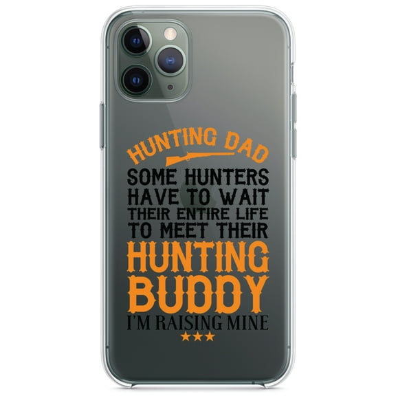 DistinctInk Clear Hybrid Case for Apple iPhone 13 Pro Max (6.7" Screen) - Raising My Hunting Buddy - Lightweight Grip