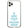 thumbnail image 1 of DistinctInk Clear Shockproof Hybrid Case for iPhone 13 Pro MAX (6.7" Screen) - TPU Bumper, Acrylic Back, Tempered Glass Screen Protector - Keep Calm and Follow Jesus - Show Your Love of Christ, 1 of 2
