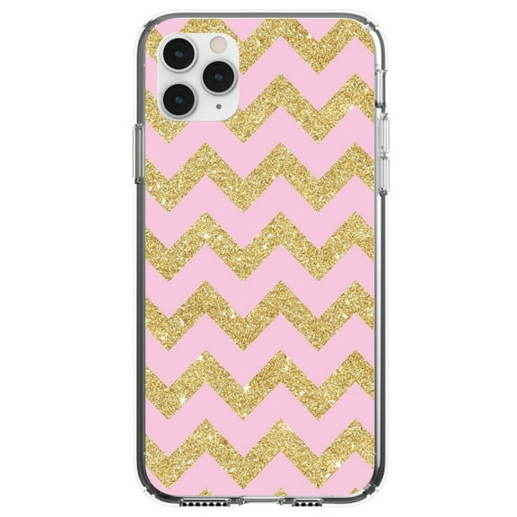 DistinctInk Clear Hybrid Case for Apple iPhone 13 Pro Max (6.7" Screen) - Chevron Pattern - Slim Profile Design