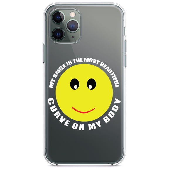 DistinctInk Clear Hybrid Case for Apple iPhone 13 Pro Max (6.7" Screen) - My Smile Most Beautiful Curve on My Body - Wireless Charging Compatible
