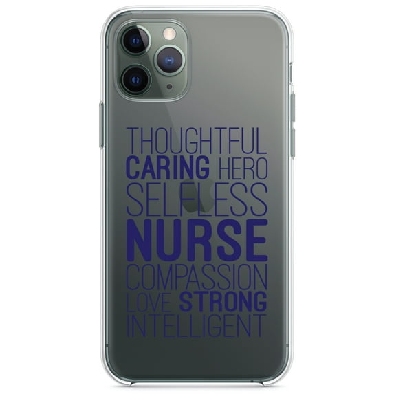 DistinctInk Clear Hybrid Case for Apple iPhone 13 Pro Max (6.7" Screen) - Thoughtful Caring Hero Selfless Nurse - Shockproof Protection
