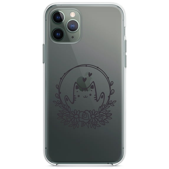 DistinctInk Clear Hybrid Case for Apple iPhone 13 Pro Max (6.7" Screen) - Wreath Hearts - Wireless Charging Compatible