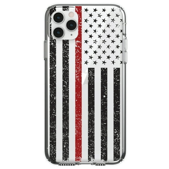 DistinctInk Clear Hybrid Case for Apple iPhone 13 Pro Max (6.7" Screen) - First Responder Support - Tempered Glass Back