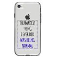 thumbnail image 1 of DistinctInk Clear Shockproof Hybrid Case for iPhone 7 8 SE (2020 Model) 4.7" Screen TPU Bumper Acrylic Back Tempered Glass Screen Protector - The Hardest Thing I Ever Did Was Being Normal, 1 of 5