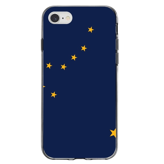 DistinctInk Clear Shockproof Hybrid Case for iPhone 7 8 SE (2020 Model) 4.7" Screen TPU Bumper Acrylic Back Tempered Glass Screen Protector - Alaska State Flag - US State Flag