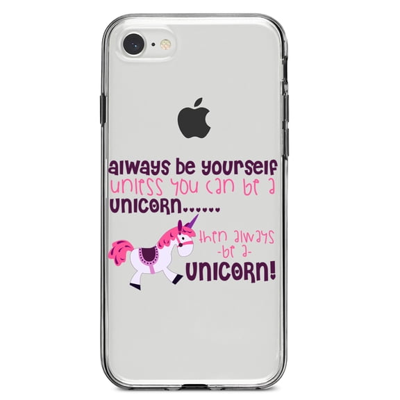 DistinctInk Clear Shockproof Hybrid Case for iPhone 7 8 SE (2020 Model) 4.7" Screen TPU Bumper Acrylic Back Tempered Glass Screen Protector - Always Be Yourself Unless You Can Be a Unicorn