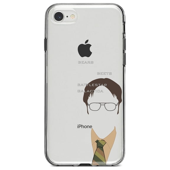 DistinctInk Clear Shockproof Hybrid Case for iPhone 7 8 SE (2020 Model) 4.7" Screen TPU Bumper Acrylic Back Tempered Glass Screen Protector - BEARS BEETS BATTLESTAR GALACTICA