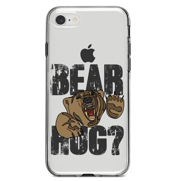 DistinctInk Clear Shockproof Hybrid Case for iPhone 7 8 SE (2020 Model) 4.7" Screen TPU Bumper Acrylic Back Tempered Glass Screen Protector - Bear Hug?