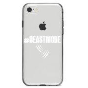 DistinctInk Clear Shockproof Hybrid Case for iPhone 7 8 SE 2020 Model 4.7" Screen TPU Bumper Acrylic Back Tempered Glass Screen Protector - #Beastmode Beast Mode