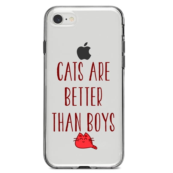 DistinctInk Clear Shockproof Hybrid Case for iPhone 7 8 SE (2020 Model) 4.7" Screen TPU Bumper Acrylic Back Tempered Glass Screen Protector - Cats Are Better Than Boys
