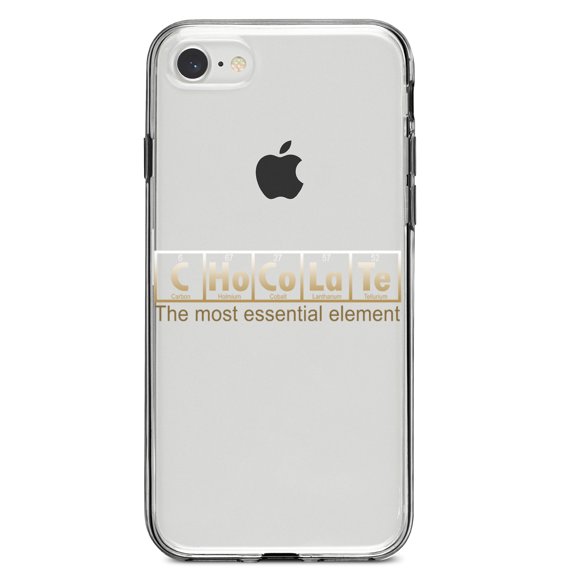 DistinctInk Clear Shockproof Hybrid Case for iPhone 7 8 SE (2020 Model) 4.7" Screen TPU Bumper Acrylic Back Tempered Glass Screen Protector - Chocolate The Most Essential Element