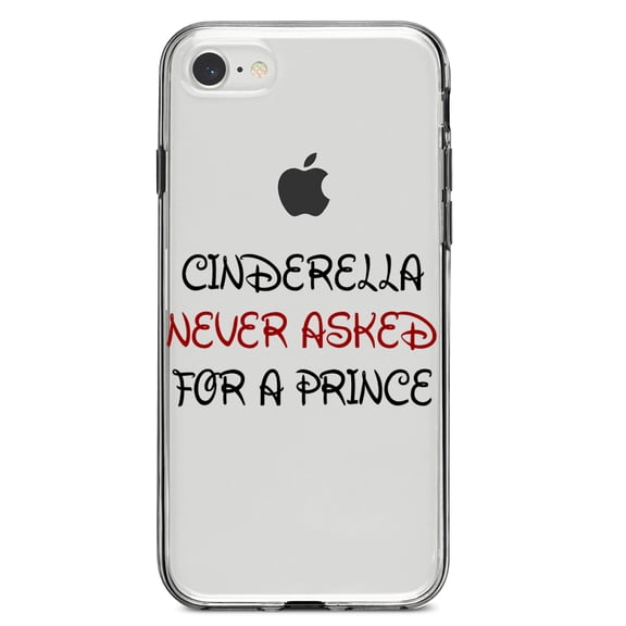 DistinctInk Clear Shockproof Hybrid Case for iPhone 7 8 SE (2020 Model) 4.7" Screen TPU Bumper Acrylic Back Tempered Glass Screen Protector - Cinderella Never Asked For a Prince