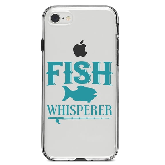 DistinctInk Clear Shockproof Hybrid Case for iPhone 7 8 SE (2020 Model) 4.7" Screen TPU Bumper Acrylic Back Tempered Glass Screen Protector - Fish Whisperer
