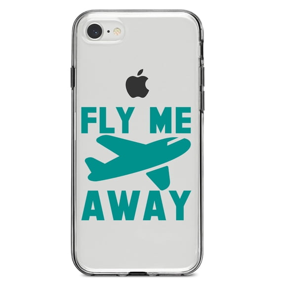 DistinctInk Clear Shockproof Hybrid Case for iPhone 7 8 SE (2020 Model) 4.7" Screen TPU Bumper Acrylic Back Tempered Glass Screen Protector - Fly Me Away - Travel