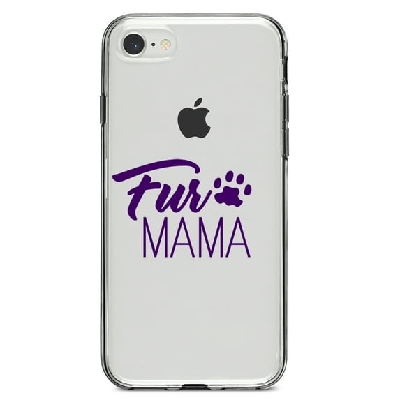 DistinctInk Clear Shockproof Hybrid Case for iPhone 7 8 SE (2020 Model) 4.7" Screen TPU Bumper Acrylic Back Tempered Glass Screen Protector - Fur Mama - Dog Paw