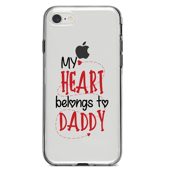 DistinctInk Clear Shockproof Hybrid Case for iPhone 7 8 SE (2020 Model) 4.7" Screen TPU Bumper Acrylic Back Tempered Glass Screen Protector - My Heart Belongs to Daddy