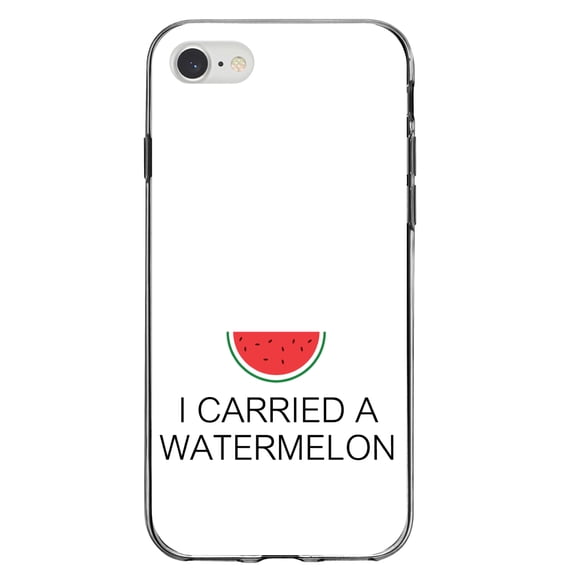 DistinctInk Clear Shockproof Hybrid Case for iPhone 7 8 SE (2020 Model) 4.7" Screen TPU Bumper Acrylic Back Tempered Glass Screen Protector - I Carried A Watermelon