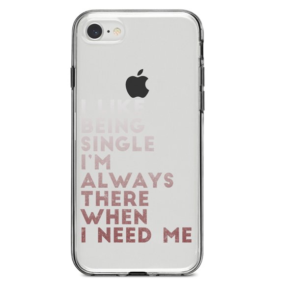 DistinctInk Clear Shockproof Hybrid Case for iPhone 7 8 SE (2020 Model) 4.7" Screen TPU Bumper Acrylic Back Tempered Glass Screen Protector - I Like Being Single - Always There When I Need Me
