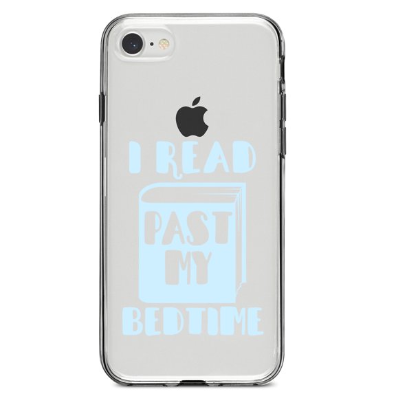 DistinctInk Clear Shockproof Hybrid Case for iPhone 7 8 SE (2020 Model) 4.7" Screen TPU Bumper Acrylic Back Tempered Glass Screen Protector - I Read Past My Bedtime