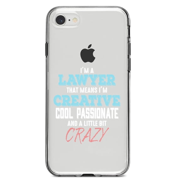 DistinctInk Clear Shockproof Hybrid Case for iPhone 7 8 SE (2020 Model) 4.7" Screen TPU Bumper Acrylic Back Tempered Glass Screen Protector - I'm a Lawyer Creative Cool Passionate Crazy