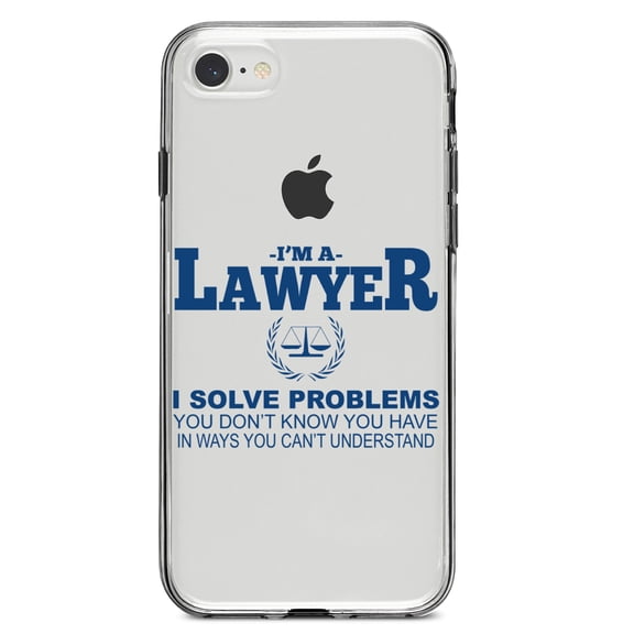 DistinctInk Clear Shockproof Hybrid Case for iPhone 7 8 SE (2020 Model) 4.7" Screen TPU Bumper Acrylic Back Tempered Glass Screen Protector - I'm A Lawyer - Solve Problems You Don't Know