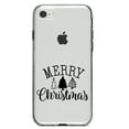 thumbnail image 1 of DistinctInk Clear Shockproof Hybrid Case for iPhone 7 8 SE (2020 Model) 4.7" Screen TPU Bumper Acrylic Back Tempered Glass Screen Protector - Merry Christmas Doodle Trees, 1 of 5
