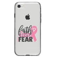 thumbnail image 1 of DistinctInk Clear Shockproof Hybrid Case for iPhone 7 8 SE (2020 Model) 4.7" Screen TPU Bumper Acrylic Back Tempered Glass Screen Protector - Pink Ribbon Cancer - Faith Over Fear, 1 of 5