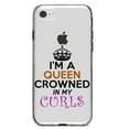 thumbnail image 1 of DistinctInk Clear Shockproof Hybrid Case for iPhone 7 8 SE (2020 Model) 4.7" Screen TPU Bumper Acrylic Back Tempered Glass Screen Protector - I'm a Queen Crowned in My Curls, 1 of 5