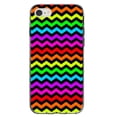 thumbnail image 1 of DistinctInk Clear Shockproof Hybrid Case for iPhone 7 8 SE (2020 Model) 4.7" Screen TPU Bumper Acrylic Back Tempered Glass Screen Protector - Rainbow Black Chevron Stripes Wave - Chevron Stripes, 1 of 5