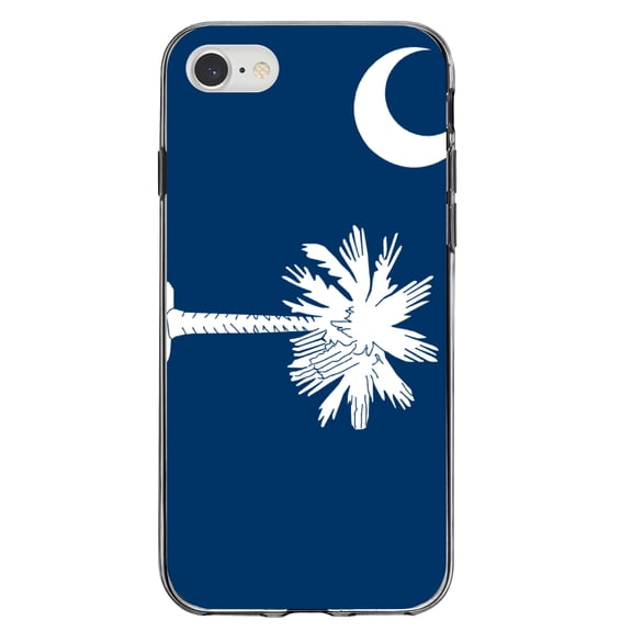 DistinctInk Clear Shockproof Hybrid Case for iPhone 7 8 SE (2020 Model) 4.7" Screen TPU Bumper Acrylic Back Tempered Glass Screen Protector - South Carolina State Flag - US State Flag