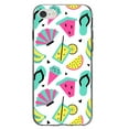 thumbnail image 1 of DistinctInk Clear Shockproof Hybrid Case for iPhone 7 8 SE (2020 Model) 4.7" Screen TPU Bumper Acrylic Back Tempered Glass Screen Protector - Summer Graphics - Flip Flops Watermelown Lemonade, 1 of 5