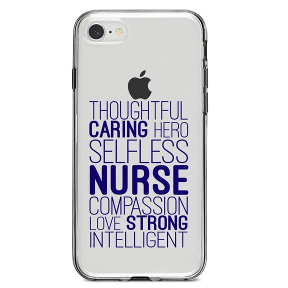 DistinctInk Clear Shockproof Hybrid Case for iPhone 7 8 SE (2020 Model) 4.7" Screen TPU Bumper Acrylic Back Tempered Glass Screen Protector - Thoughtful Caring Hero Selfless Nurse