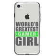 thumbnail image 1 of DistinctInk Clear Shockproof Hybrid Case for iPhone 7 8 SE (2020 Model) 4.7" Screen TPU Bumper Acrylic Back Tempered Glass Screen Protector - World's Greatest Gamer Girl Video Games, 1 of 5