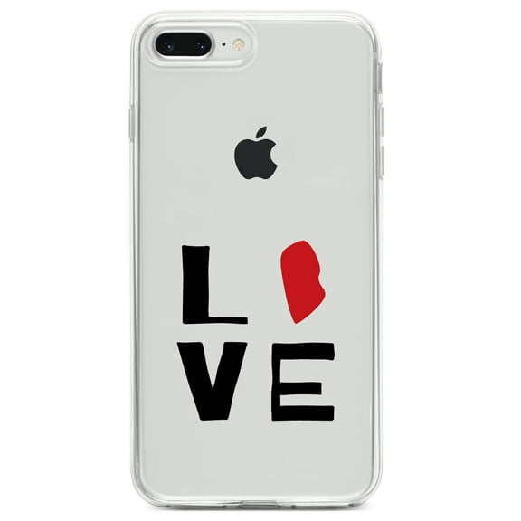 DistinctInk Clear Shockproof Hybrid Case for iPhone 7 PLUS / 8 PLUS (5.5" Screen) TPU Bumper Acrylic Back Tempered Glass Screen Protector - Rhode Island - Love Red & Black