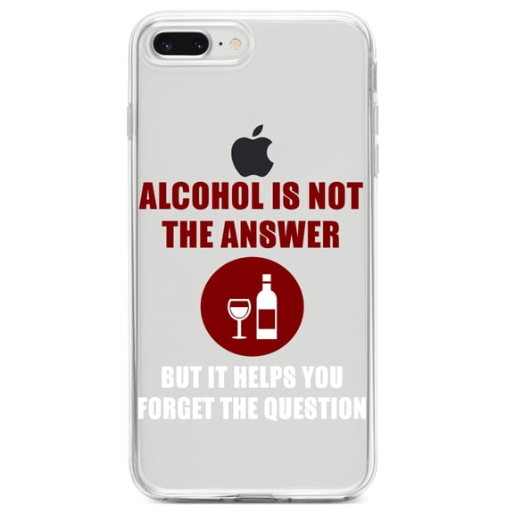 DistinctInk Clear Shockproof Hybrid Case for iPhone 7 PLUS / 8 PLUS (5.5" Screen) TPU Bumper Acrylic Back Tempered Glass Screen Protector - Alcohol Not the Answer Forget the Question