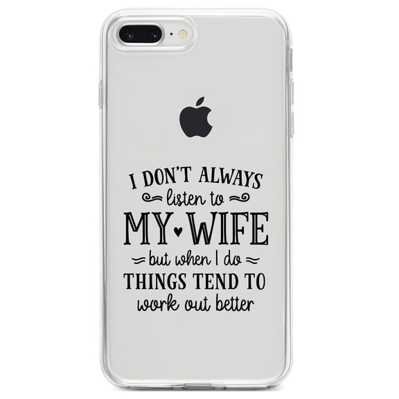 DistinctInk Clear Shockproof Hybrid Case for iPhone 7 PLUS / 8 PLUS (5.5" Screen) TPU Bumper Acrylic Back Tempered Glass Screen Protector - Don't Always Listen to my Wife, But Work Out Better
