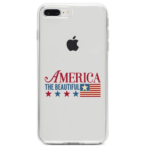 DistinctInk Clear Shockproof Hybrid Case for iPhone 7 PLUS / 8 PLUS (5.5" Screen) TPU Bumper Acrylic Back Tempered Glass Screen Protector - America the Beautiful Flag