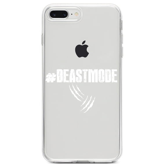 DistinctInk Clear Shockproof Hybrid Case for iPhone 7 PLUS / 8 PLUS (5.5" Screen) TPU Bumper Acrylic Back Tempered Glass Screen Protector - #Beastmode Beast Mode