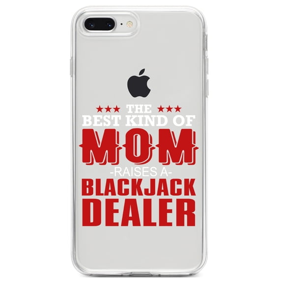 DistinctInk Clear Shockproof Hybrid Case for iPhone 7 PLUS / 8 PLUS (5.5" Screen) TPU Bumper Acrylic Back Tempered Glass Screen Protector - Best Mom Raises a Blackjack Dealer