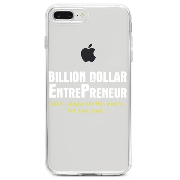 DistinctInk Clear Shockproof Hybrid Case for iPhone 7 PLUS / 8 PLUS (5.5" Screen) TPU Bumper Acrylic Back Tempered Glass Screen Protector - Billion Dollar Entrepreneur
