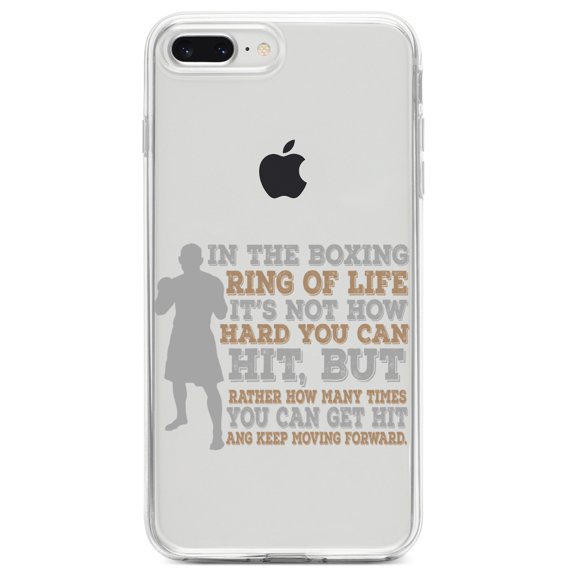 DistinctInk Clear Shockproof Hybrid Case for iPhone 7 PLUS / 8 PLUS (5.5" Screen) TPU Bumper Acrylic Back Tempered Glass Screen Protector - Boxing Life How Many Times You Keep Moving