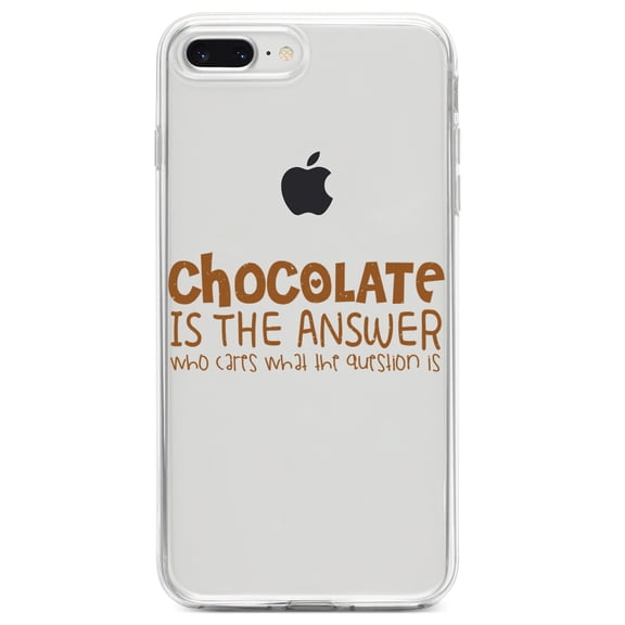 DistinctInk Clear Shockproof Hybrid Case for iPhone 7 PLUS / 8 PLUS (5.5" Screen) TPU Bumper Acrylic Back Tempered Glass Screen Protector - Chocolate is the Answer Who Cares Question