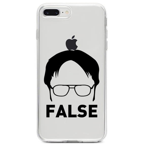 DistinctInk Clear Shockproof Hybrid Case for iPhone 7 PLUS / 8 PLUS (5.5" Screen) TPU Bumper Acrylic Back Tempered Glass Screen Protector - Dwight Silhouette - FALSE