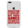 thumbnail image 1 of DistinctInk Clear Shockproof Hybrid Case for iPhone 7 PLUS / 8 PLUS (5.5" Screen) TPU Bumper Acrylic Back Tempered Glass Screen Protector - Education is Important Video Games Importanter, 1 of 5