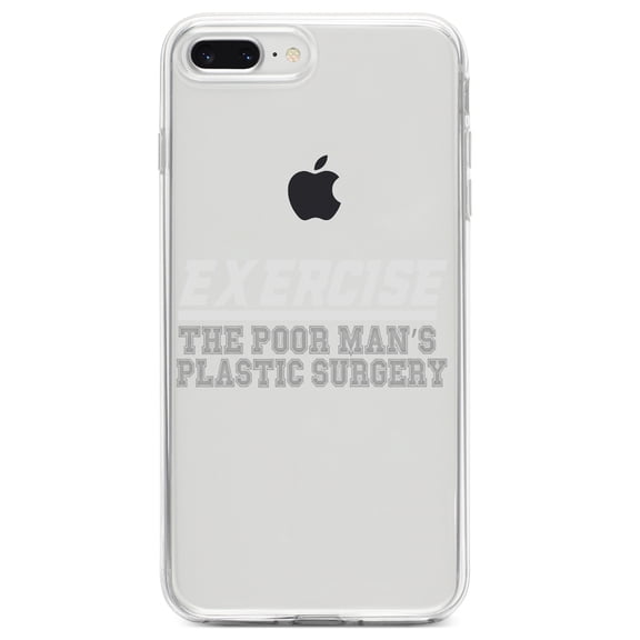 DistinctInk Clear Shockproof Hybrid Case for iPhone 7 PLUS / 8 PLUS (5.5" Screen) TPU Bumper Acrylic Back Tempered Glass Screen Protector - Exercise The Poor Man's Plastic Surgery