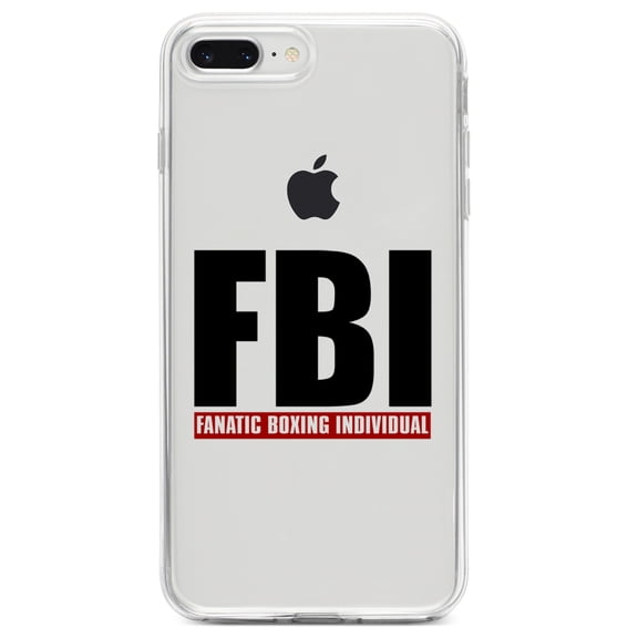 DistinctInk Clear Shockproof Hybrid Case for iPhone 7 PLUS / 8 PLUS (5.5" Screen) TPU Bumper Acrylic Back Tempered Glass Screen Protector - FBI Fanatic Boxing Individual
