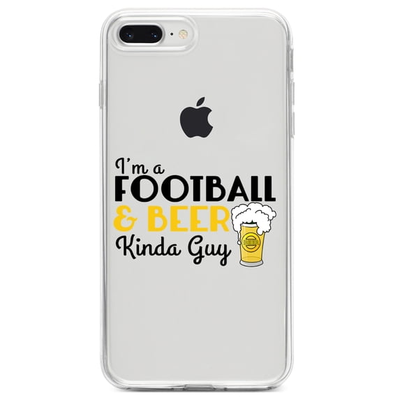 DistinctInk Clear Shockproof Hybrid Case for iPhone 7 PLUS / 8 PLUS (5.5" Screen) TPU Bumper Acrylic Back Tempered Glass Screen Protector - I'm a Football & Beer Kinda Guy