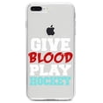 thumbnail image 1 of DistinctInk Clear Shockproof Hybrid Case for iPhone 7 PLUS / 8 PLUS (5.5" Screen) TPU Bumper Acrylic Back Tempered Glass Screen Protector - Give Blood Play Hockey, 1 of 5